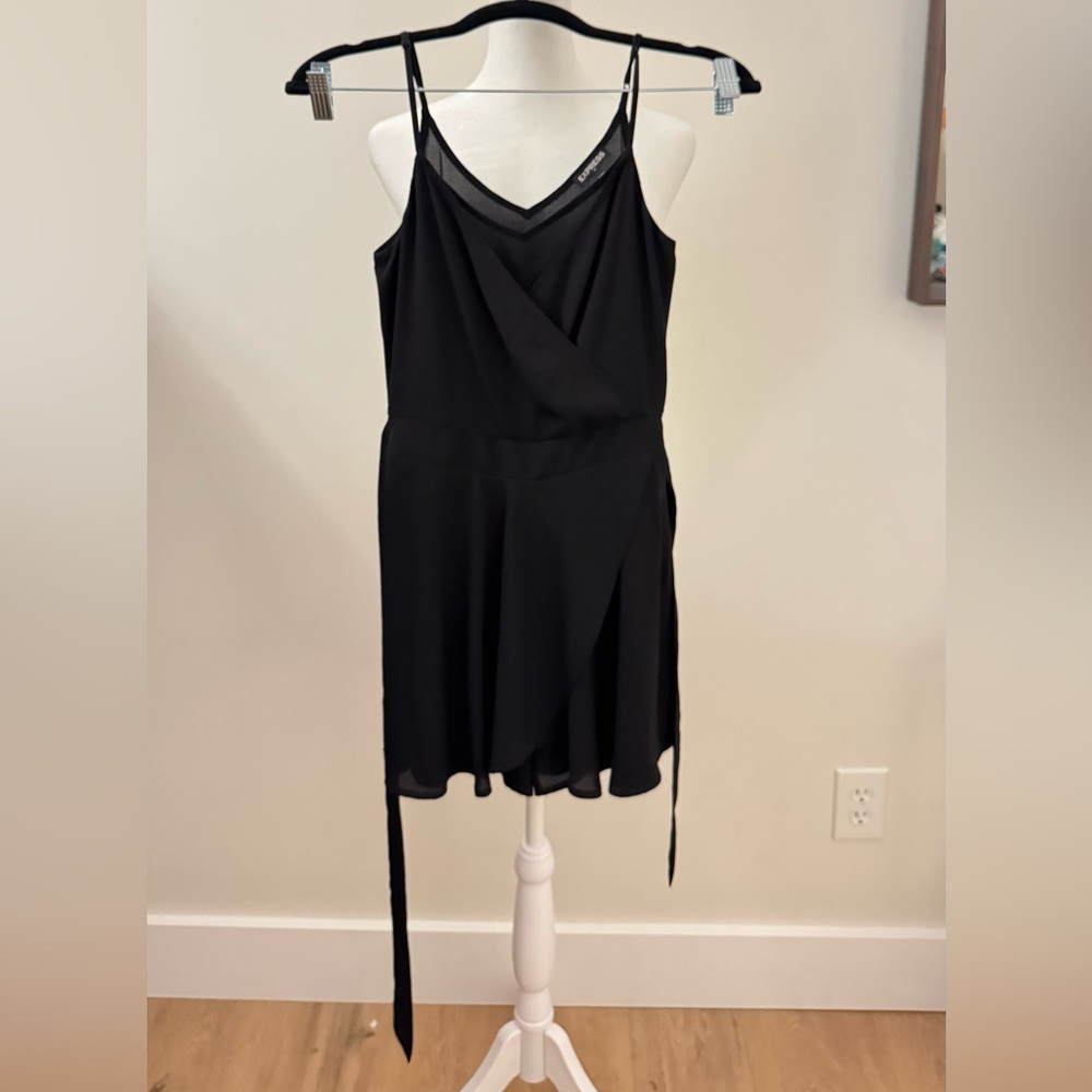Express Black Wrap Mini Romper - image 1
